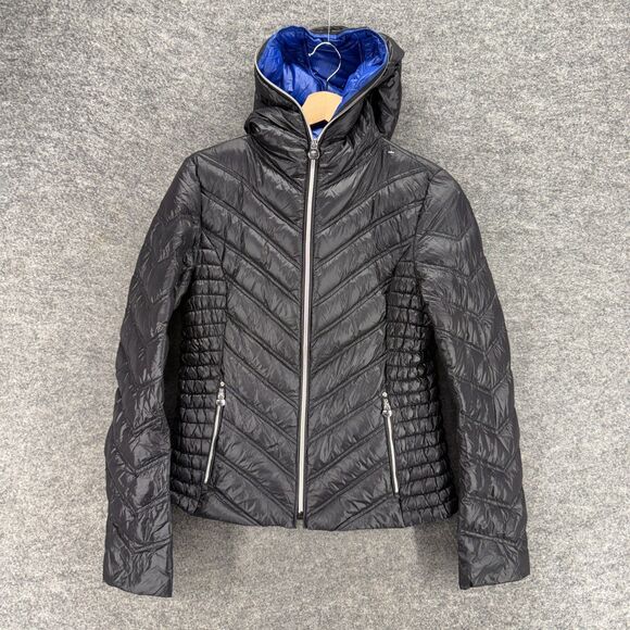 Laundry Puffer Jacket Women M Medium Black Down Full Zip Hooded Long Sleeve - Picture 1 of 7